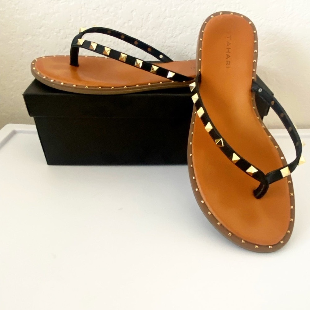 Tahari Spiked Thomg Sandals